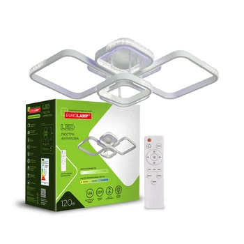 Люстра светодиодная акриловая LED EUROLAMP квадратная M14 120W 3000-6500K белая (LED-LS-120-M14(white))