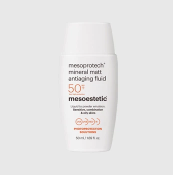 Сонцезахисний матувальний флюїд для жирної шкіри обличчя Mesoestetic Mineral matt antiaging fluid SPF 50 50 мл
