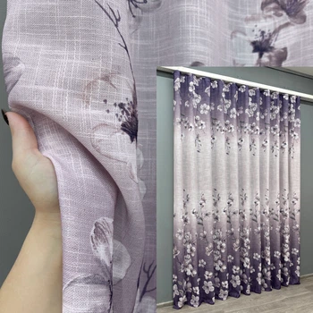 Тюль-штора VR-Textil 1877т Льон Фіолетовий з білим 300х220 см (42-0866)