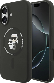 Etui Karl Lagerfeld Silicone Karl&Choupette Ring MagSafe do Apple iPhone 17 Black (3666339549534)