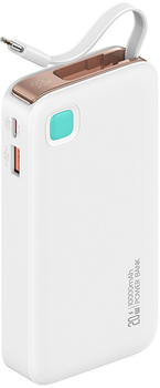 УМБ Usams US-CD224 USB-C Retractable 10000 mAh PD 20W White (6958444910109)