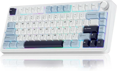 Ігрова механічна клавіатура AULA F75 White-blue