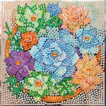 Алмазная мозаика "Цветы" Brushme DM5004 с мольбертом 15х15 см