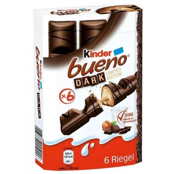 Вафлі Kinder Bueno Dark (Кіндер Буено) чорний шоколад, 6 батончиків -129 г