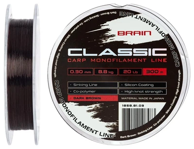 Леска карповая Brain Classic Carp Line (dark brown) 300m 0.30mm 20lb 8.8kg