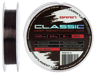 Волосінь коропова Brain Classic Carp Line (dark brown) 300m 0.25mm 15lb 6.6kg