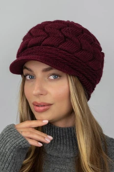 Зимняя кепка двухслойна Клариса BRAXTON 5518 бордовый 56-59р