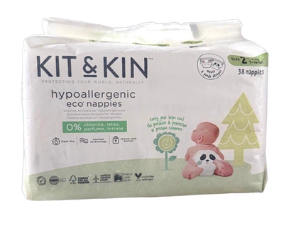 Екологічні біорозкладні підгузки Kit & Kin 2 розміру 4-8 кг, 38шт