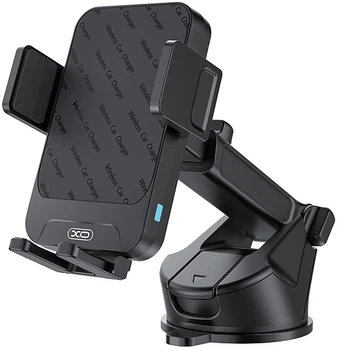 Автодержатель для телефона с беспроводной зарядкой XO WX043 Wireless 15W Black (WX043.black)