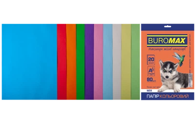 Папір офісний кольоровий A4 80г/м 10цв 20л PASTEL+INTENSIV BUROMAX