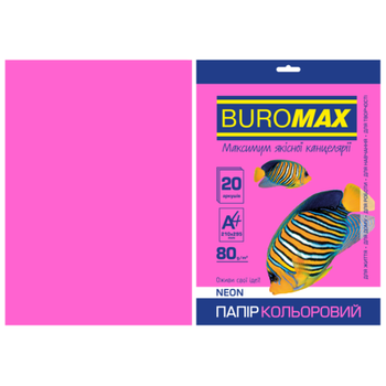 Папір офісний кольоровий A4 80г/м 20л неон малинов BUROMAX