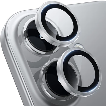 Защитное стекло на камеру CD Pattern для iPhone 17 с рамкой для поклейки silver