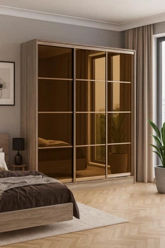 Шафа купе Київський Стандарт трьохдверна дзеркало бронза 240*240*60 Дуб сонома