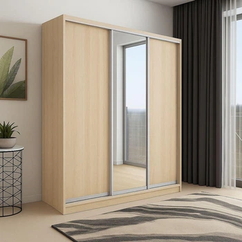 Шафа купе Mebel Star трьохдверна дзерколо 200*240*60 Дуб молочний