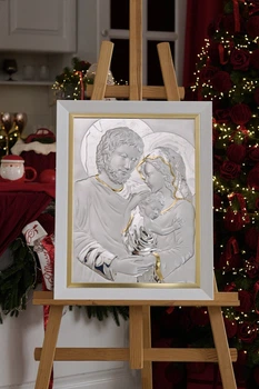 Срібна ікона Свята Родина (LE 4714 50 ORO DM 8330 BG) 47x59 см
