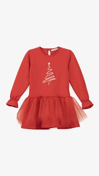 Сукня святкова з принтом для дівчинки Aura Style 1081 98 см Червоний shop (2000999331091)