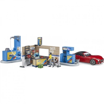 Игровой набор Bruder АЗС с автомойкой, автомобилем и фигурками (62111) (333950)