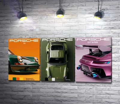 Картина Три ракурса Porsche 67x30 см Модуль №8 (005898)