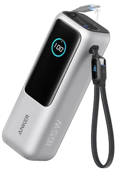 Портативний зарядний пристрій Anker 25000 mAh 165W PD Built-In Double USB-C Cables Silver (7160683)