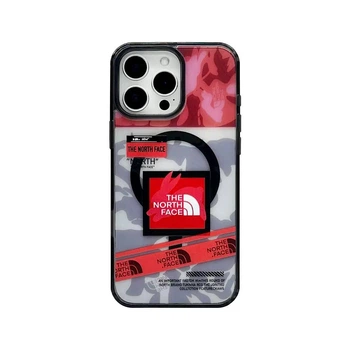 Чохол The North Face для iPhone 13 з MagSafe — прозорий камуфляж із червоним логотипом