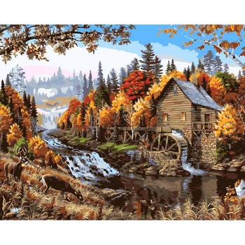 Картина по номерам Оригами Одинокий дом в лесу, 40x50 см (LW3013)