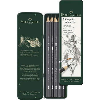 Набір олівців чорнографітних Faber-Castell "Graphite Aguarelle" 5 штук в металевій коробці