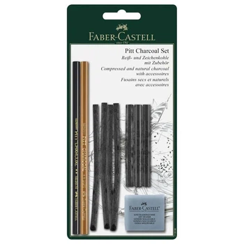 Набір олівців чорнографітних Faber-Castell "Pitt Charcoal Set" 10 предметів, блістер
