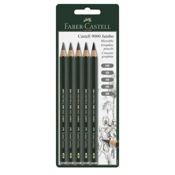 Набір олівців чернографітних Faber-Castell Castell 9000 Jumbo 5 штук, блістер