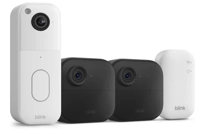 Панель вызова Blink Video Doorbell + Sync Module + 2 камеры Blink Outdoor 4 (4th Gen) – HD-видео, уведомление о движении и звонке, совместимое с Alexа, беспроводное соединение - White