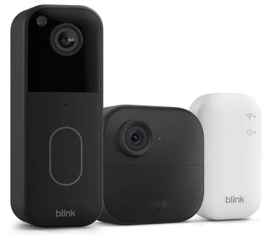 Панель виклику Blink Video Doorbell + Sync Module + 1 камера Blink Outdoor 4 (4th Gen) - HD-відео, сповіщення про рух і дзвінок, сумісна з Alexа, бездротове з'єднання - Black