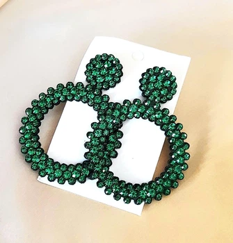 Жіночі сережки усипані стразами jewelry Зеленого кольору