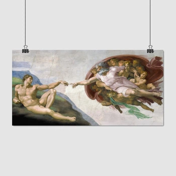 Постер Сотворение Адама, Микеланджело, Michelangelo, Creation of Adam, A3 21×42 см (id3421)