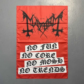 Прапор Mayhem - No Fun! No Core! No Mosh! No Trends! червоний 00-00014100