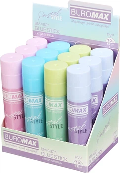 Набор клея-карандаша Buromax Pastel PVP основа 10 г х 12 шт (BM.4921)