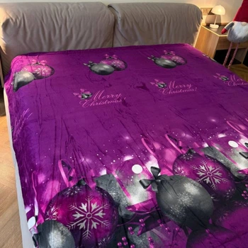 Плед флисовый новогодний полуторный 150х200 фиолетовый Елочные украшения Colorful Home NPF8