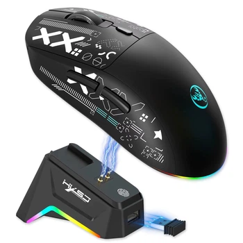 Миша бездротова, безшумна HYSJ Т90 PRO, зарядна док-станція 2,4G+Bluetooth Black