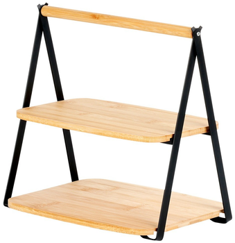 Patera Vilde bambusowa 2-piętrowa Brązowa 28 x 20 x 27.5 cm (5904316493394)