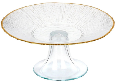 Patera na tort Vilde szklana na nóżce Złota 21 cm (8721037049382)