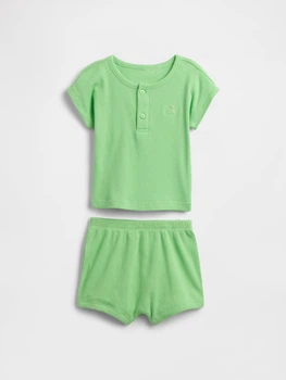 Детский комплект GAP футболка и шорты в рубчик 1159845777 (Зеленый 6-12M) на рост 70 см