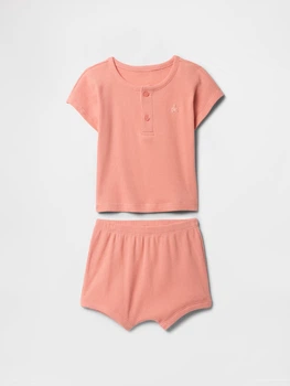 Дитячий комплект GAP футболка та шорти в рубчик 1159845775 (Рожевий 12-18M) на зріст 80 см