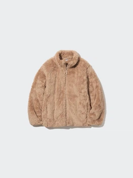 Детская мягкая куртка UNIQLO из искусственного меха 1159846164 (Бежевый 135-145)