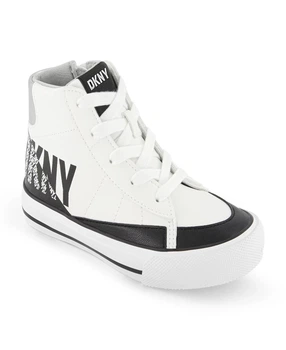 Детские высокие кроссовки DKNY из экокожи 34,5 (3 US) 22,5 см Белый 1159825636