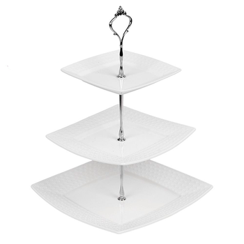 Фруктовниця фарфор 3-х ярусна Stenson MC2656 White