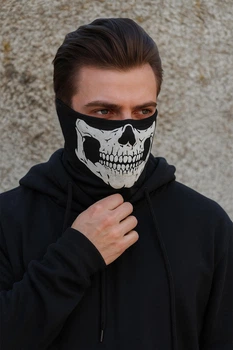 Чоловічий Зимовий Бавовняний Термо Баф Without Creator З Принтом Череп Black
