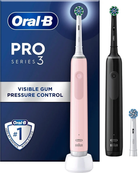 Zestaw szczoteczek elektrycznych Oral-B Pro3 3900N Black CA + Pink CA (8006540760277) (955555913764427) - Outlet