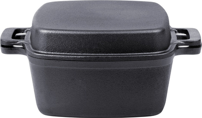 Набір каструль Vilde Cast Line 2 в 1 чавунний з кришкою Чорний 4.5 л / 1.8 л (5900670102361)