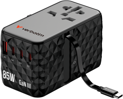 Ładowarka sieciowa Verbatim Travel Adapter 85W 3 x USB-C, 1 x USB-A CNT-02 Black (2394232127)
