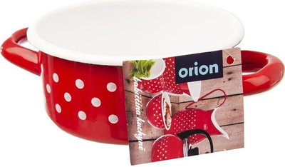 Каструля емальована Orion Tecka в горошок Червона 600 мл (8592381164324)