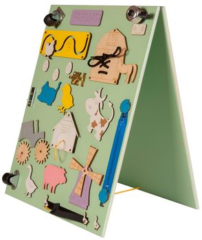 Сенсорно-маніпуляційна дошка Ikonka розкладана ферма зелена (5906395489008)