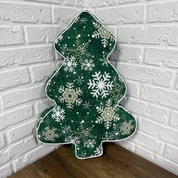 Подушка новогодняя Елка X-mas Snowflakes 45х60 см зеленая